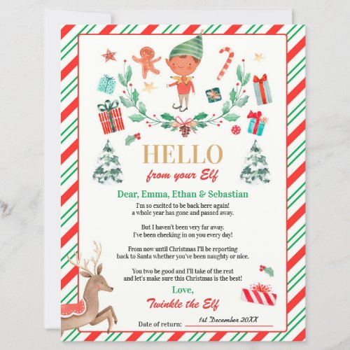 Personalized Elf Return Letter Elf Holiday Card