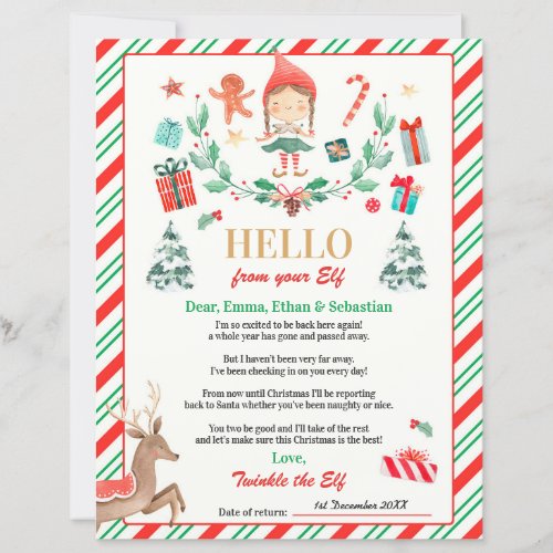 Personalized Elf Return Letter Elf Holiday Card