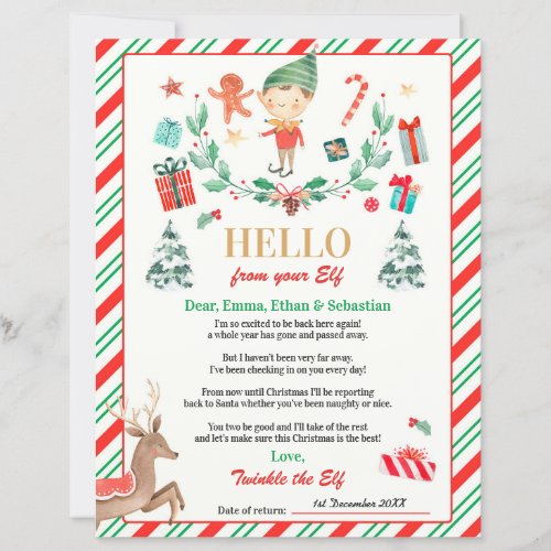 Personalized Elf Return Letter Elf Holiday Card