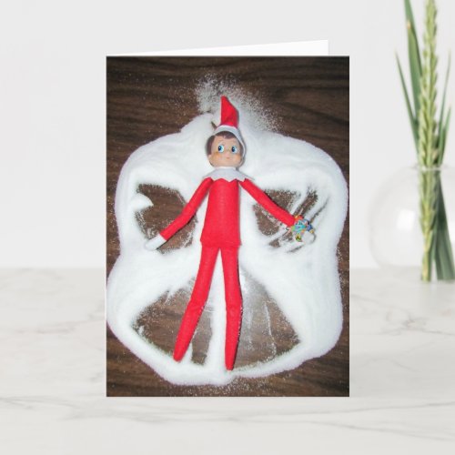 Personalized Elf Snow Angel Christmas Card