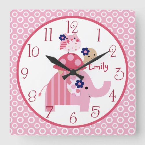 Personalized EllieElla Elephant Stacked Clock