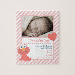 Personalized Elmo Birth Announcement with Photo Jigsaw Puzzle