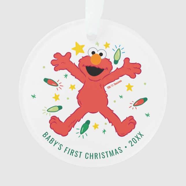 Personalized Elmo Christmas | Name & Photo Ornament (Front)
