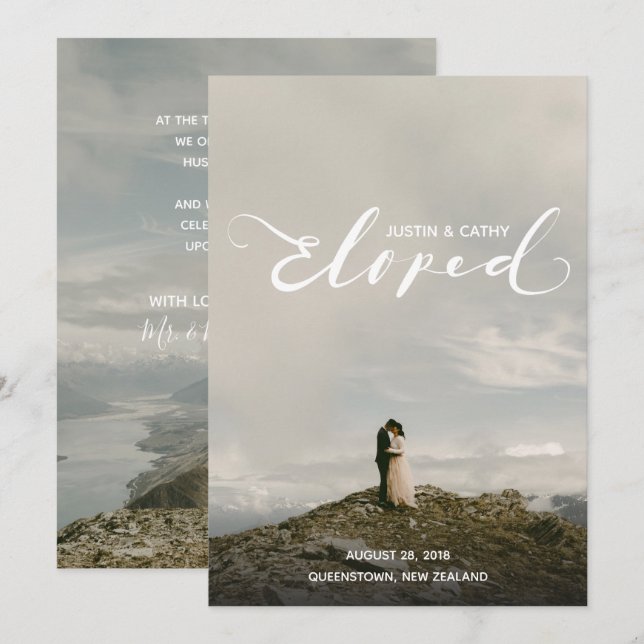 Personalized Eloped Names Marriage Announcement (Front/Back)