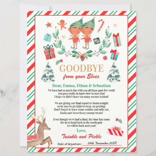 Personalized Elves Goodbye Letter Elf Holiday Card