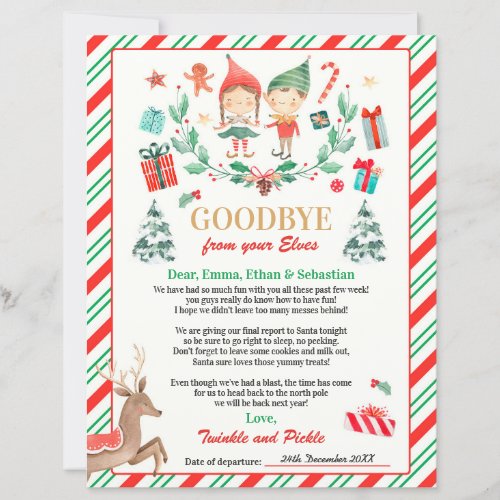 Personalized Elves Goodbye Letter Elf Holiday Card