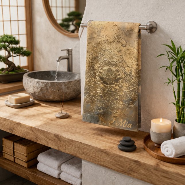 Personalized Embossed Mandala | Elegant Boho Gift Bath Towel Set (Creator Uploaded)