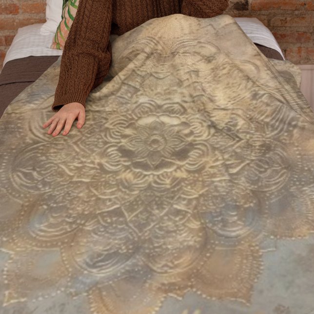 Personalized Embossed Mandala | Elegant Boho Gift Fleece Blanket (Creator Uploaded)