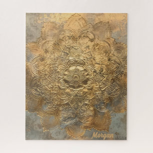 Personalized Embossed Mandala Elegant Boho Gift Jigsaw Puzzle