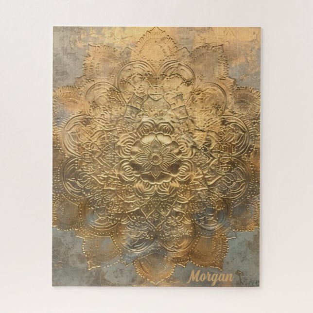 Personalized Embossed Mandala | Elegant Boho Gift Jigsaw Puzzle (Vertical)