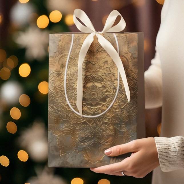 Personalized Embossed Mandala | Elegant Boho Gift Medium Gift Bag (Creator Uploaded)