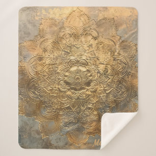Personalized Embossed Mandala   Elegant Boho Gift Sherpa Blanket
