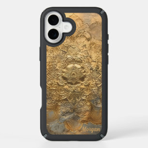 Personalized Embossed Mandala Elegant Boho Gift iPhone 16 Plus Case