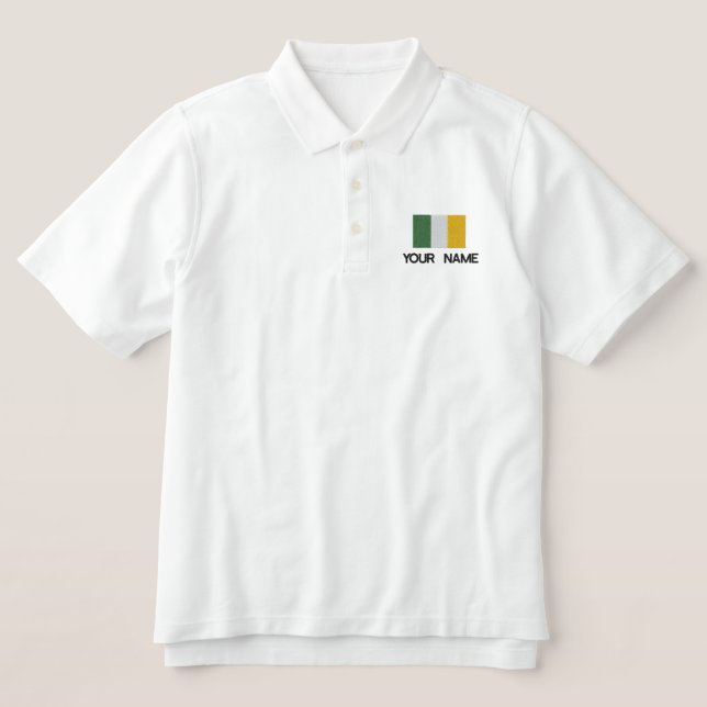 Personalized Embroidered Irish Flag Polo Shirt (Design Front)