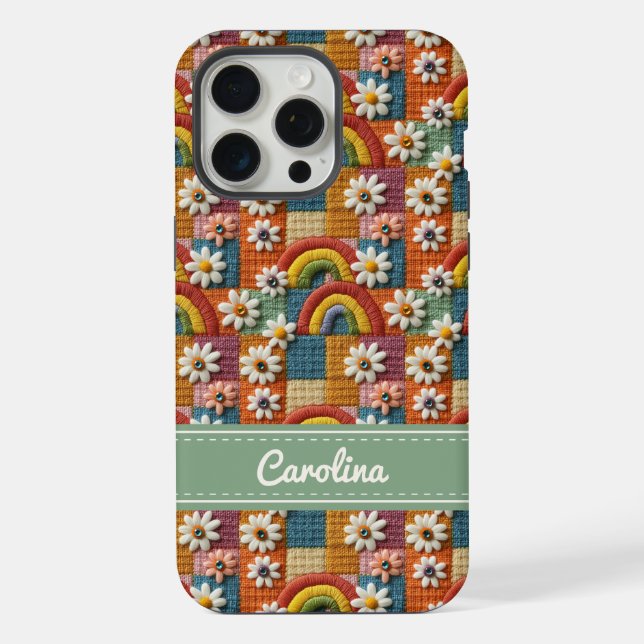 Personalized Embroidered Rainbow Phone Case (Back)