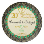 PERSONALIZED Emerald 20th Anniversary Plate (Front)