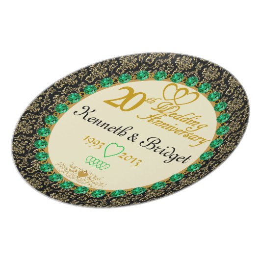 PERSONALIZED Emerald 20th Anniversary Plate (Left Side)