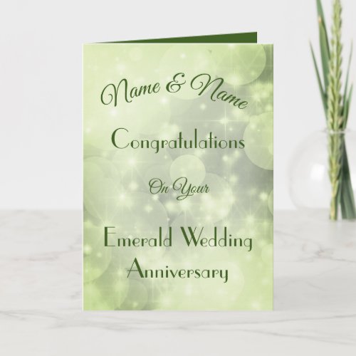 Personalized Emerald Anniversary Greeting Card Card