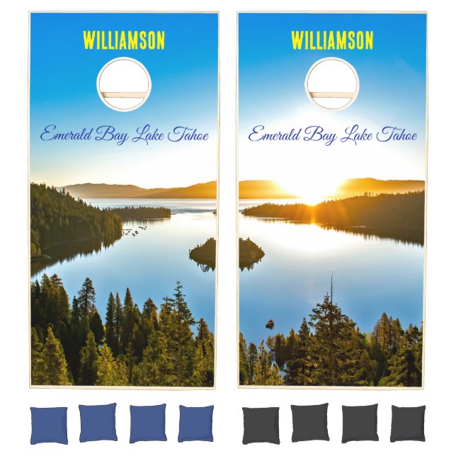 Personalized Emerald Bay Lake Tahoe Landscape Cornhole Set (Set)