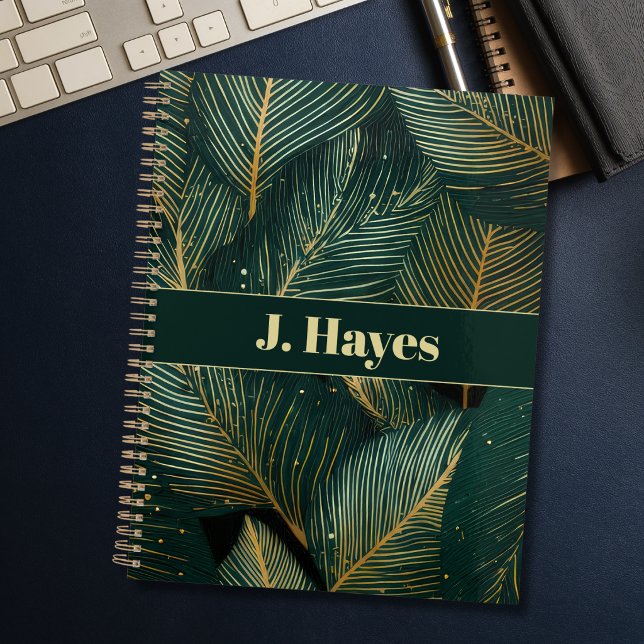 Personalized Emerald Gold Tropical Leaf Planner (Creator Uploaded)