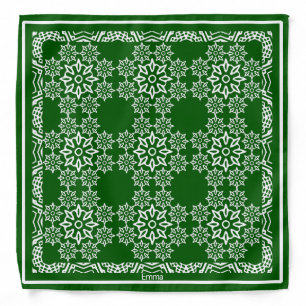 Personalized Emerald Green And White Bandana