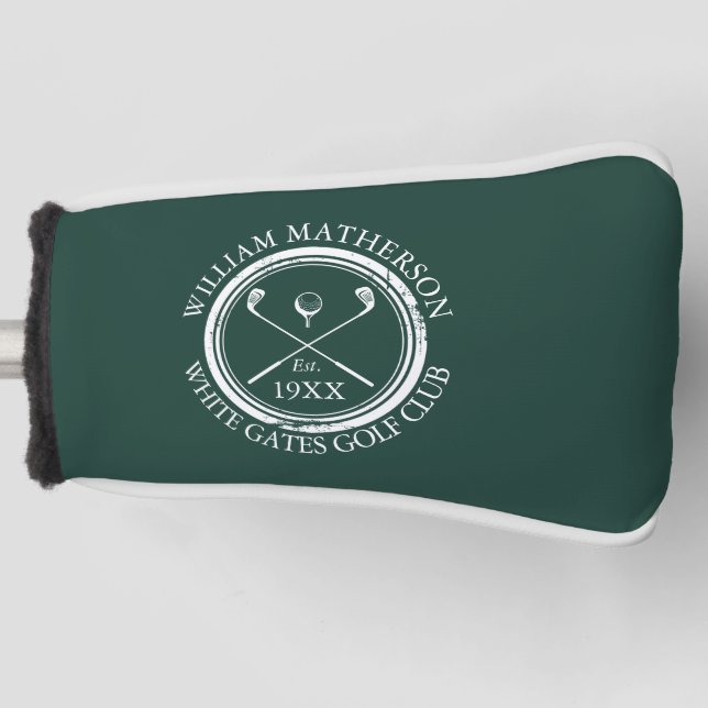 Personalized Emerald Green Golf Club Name Head Cover (Front)