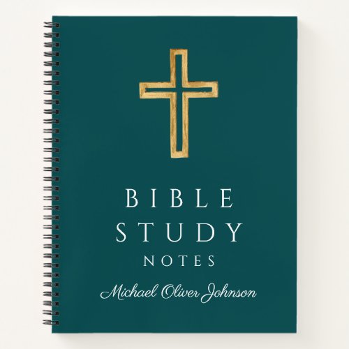 Personalized Emerald Green Religious Cross Notebook