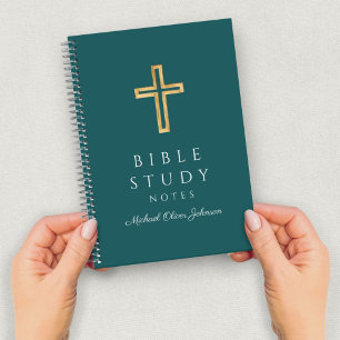Personalized Emerald Green Religious Cross Notebook