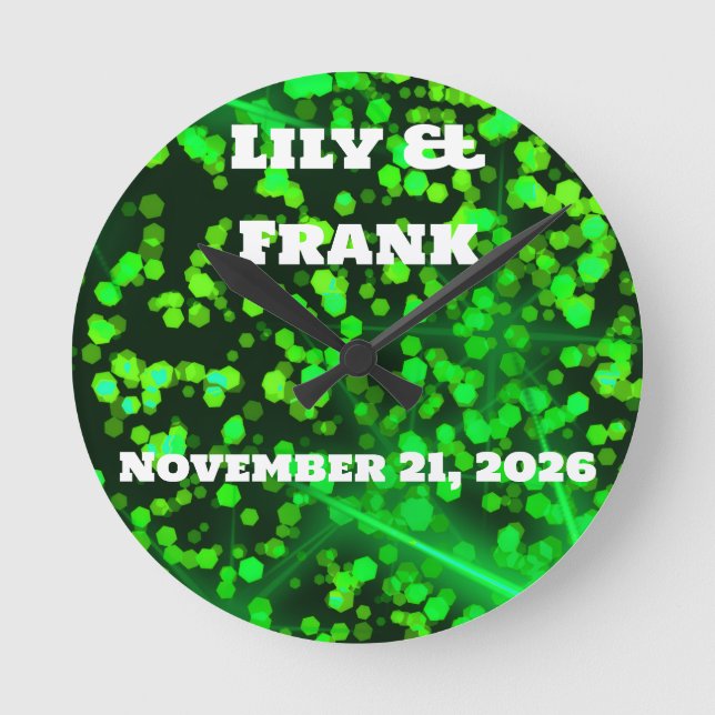 Personalized Emerald Green Wedding Wall Clock (Front)