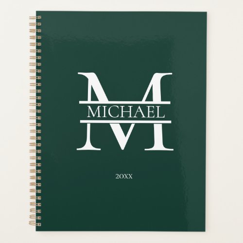 Personalized Emerald Monogram Initial Minimalist Planner