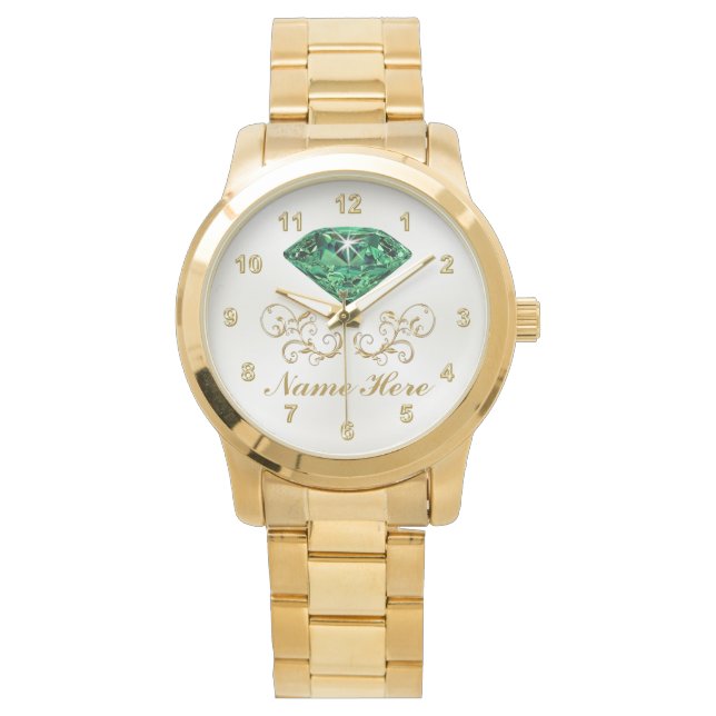 Personalized Emerald Watch for Her (Front)