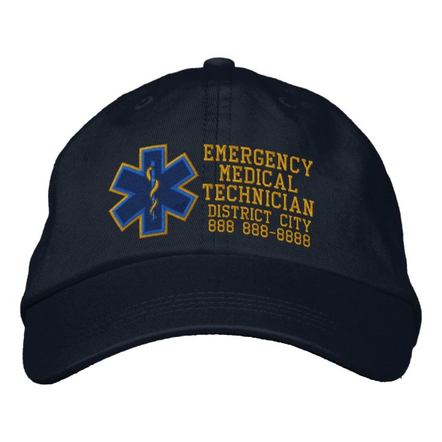 Personalized Emergency Medical Technician Embroidered Baseball Hat (Front)