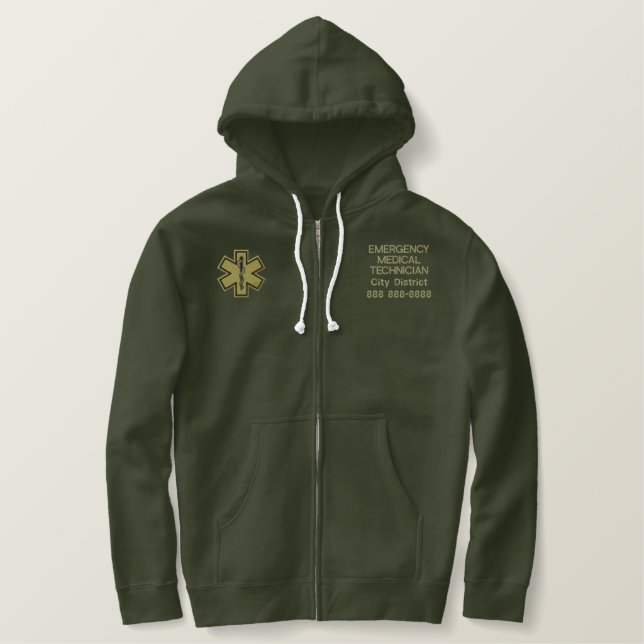 Personalized Emergency Medical Technician EMT Embroidered Hoodie (Design Front)