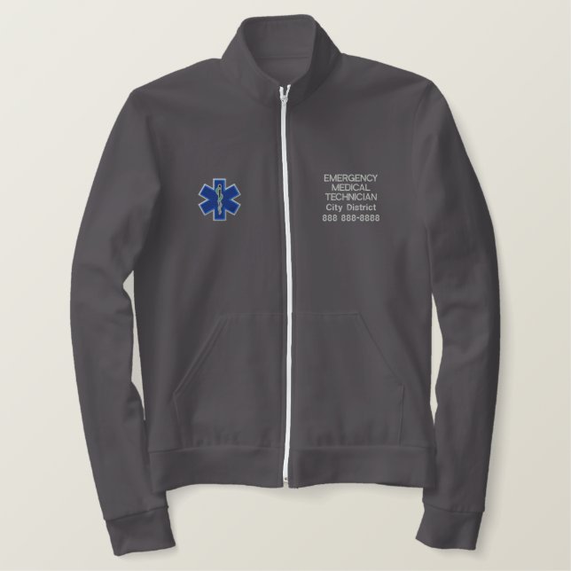 Personalized Emergency Medical Technician EMT Embroidered Jacket (Design Front)