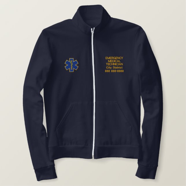 Personalized Emergency Medical Technician EMT Embroidered Jacket (Design Front)