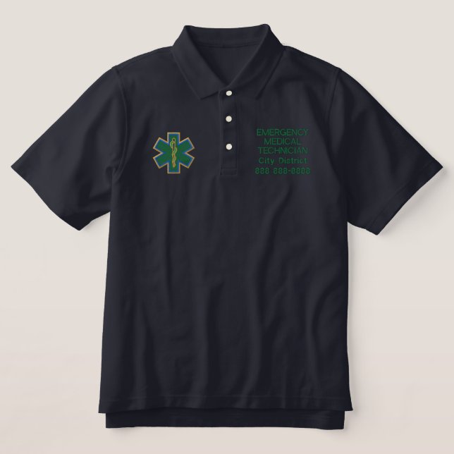 Personalized Emergency Medical Technician EMT Embroidered Polo Shirt (Design Front)