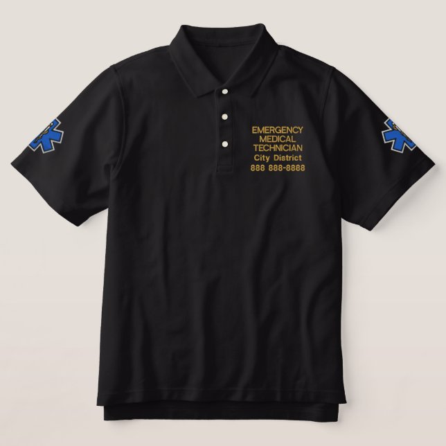 Personalized Emergency Medical Technician EMT Embroidered Polo Shirt (Design Front)