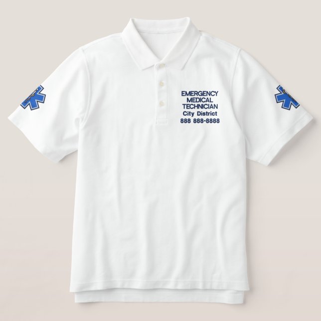 Personalized Emergency Medical Technician EMT Embroidered Polo Shirt (Design Front)