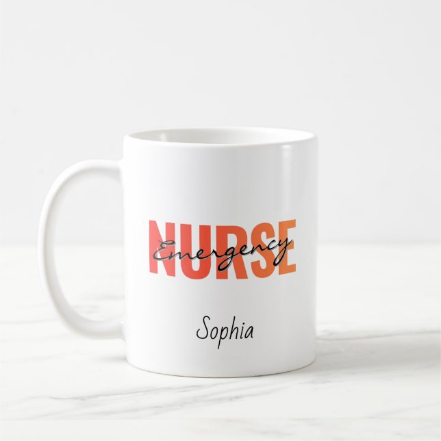 Personalized Emergency Nurse Name Coffee Mug (Left)