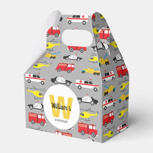 Personalized Emergency Vehicles Transportation Favor Boxes
