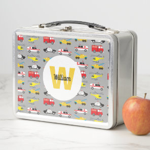Personalized Emergency Vehicles Transportation  Metal Lunch Box