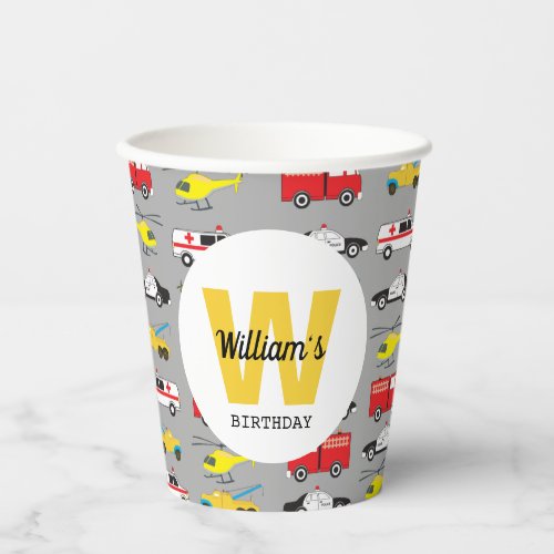 Personalized Emergency Vehicles Transportation Paper Cups