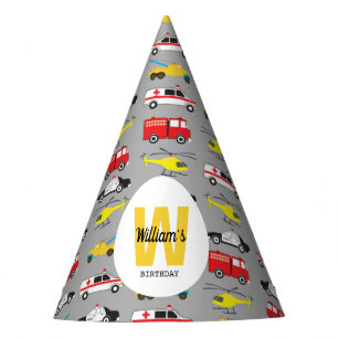 Personalized Emergency Vehicles Transportation Party Hat