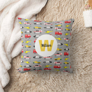 Personalized Emergency Vehicles Transportation Throw Pillow