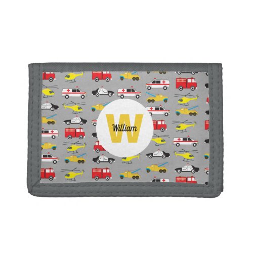 Personalized Emergency Vehicles Transportation  Trifold Wallet