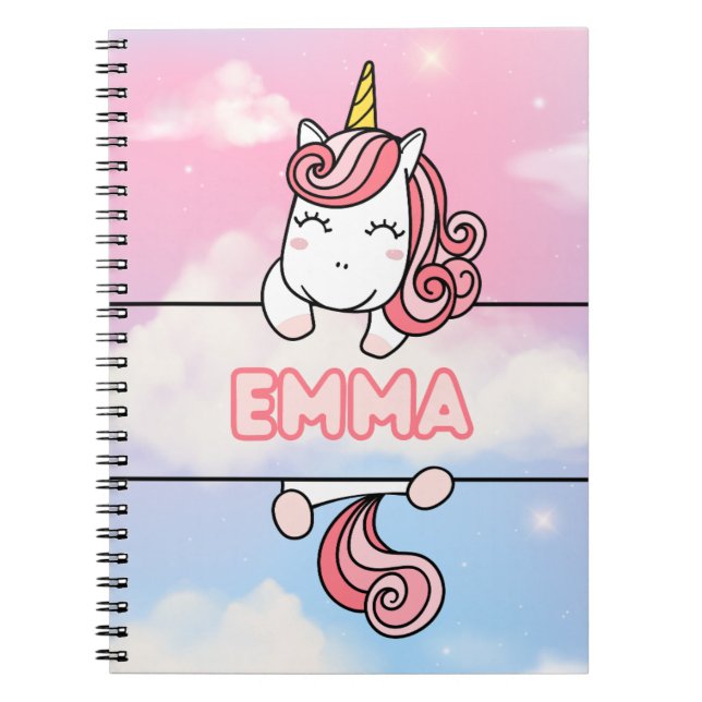 Personalized Emma Unicorn Girlie Notebook (Front)
