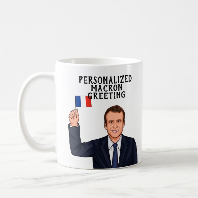 PERSONALIZED EMMANUEL MACRON COFFEE MUG (Left)