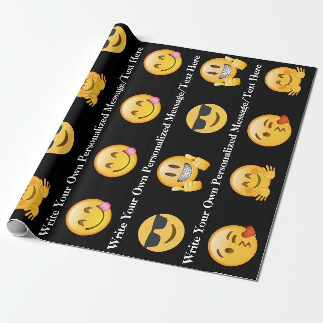 Personalized Emoji Text/Message Wrapping Paper (Unrolled)