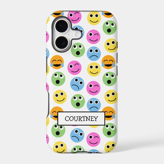 Personalized Emojis Faces Colorful Patterned Iphone Case (Back)