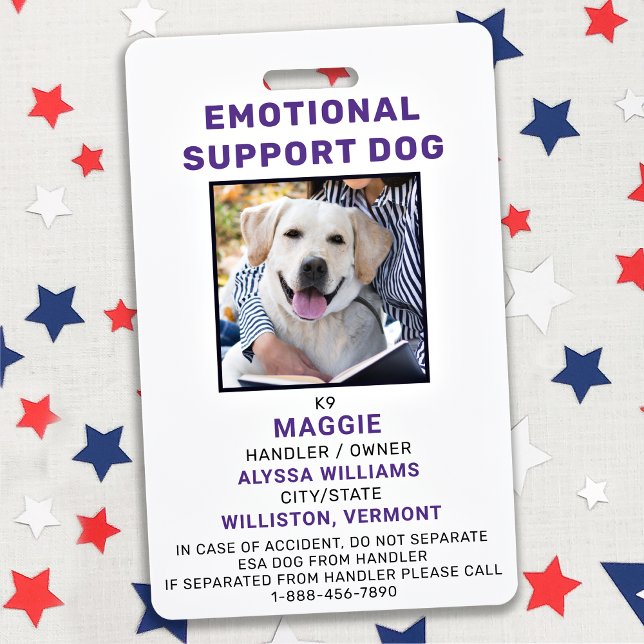 Personalized Emotional Support Dog Photo ID Badge (Creator Uploaded)